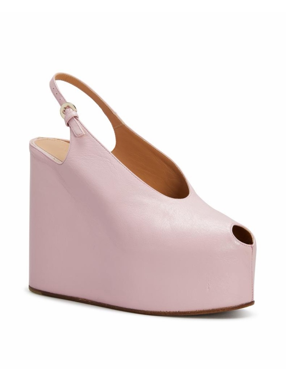 Dries Van Noten Blush Pink Leather Peep-Toe Slingback